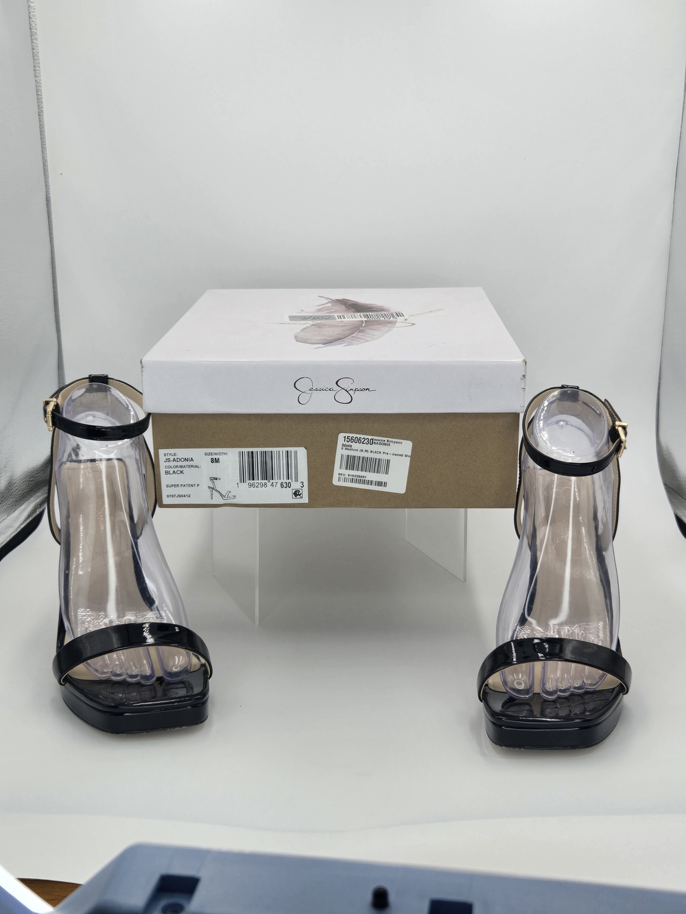 Jessica Simpson Adonia Black Patent Square Toe Buckle Platform Sandals Size 8 - Picture 13 of 15